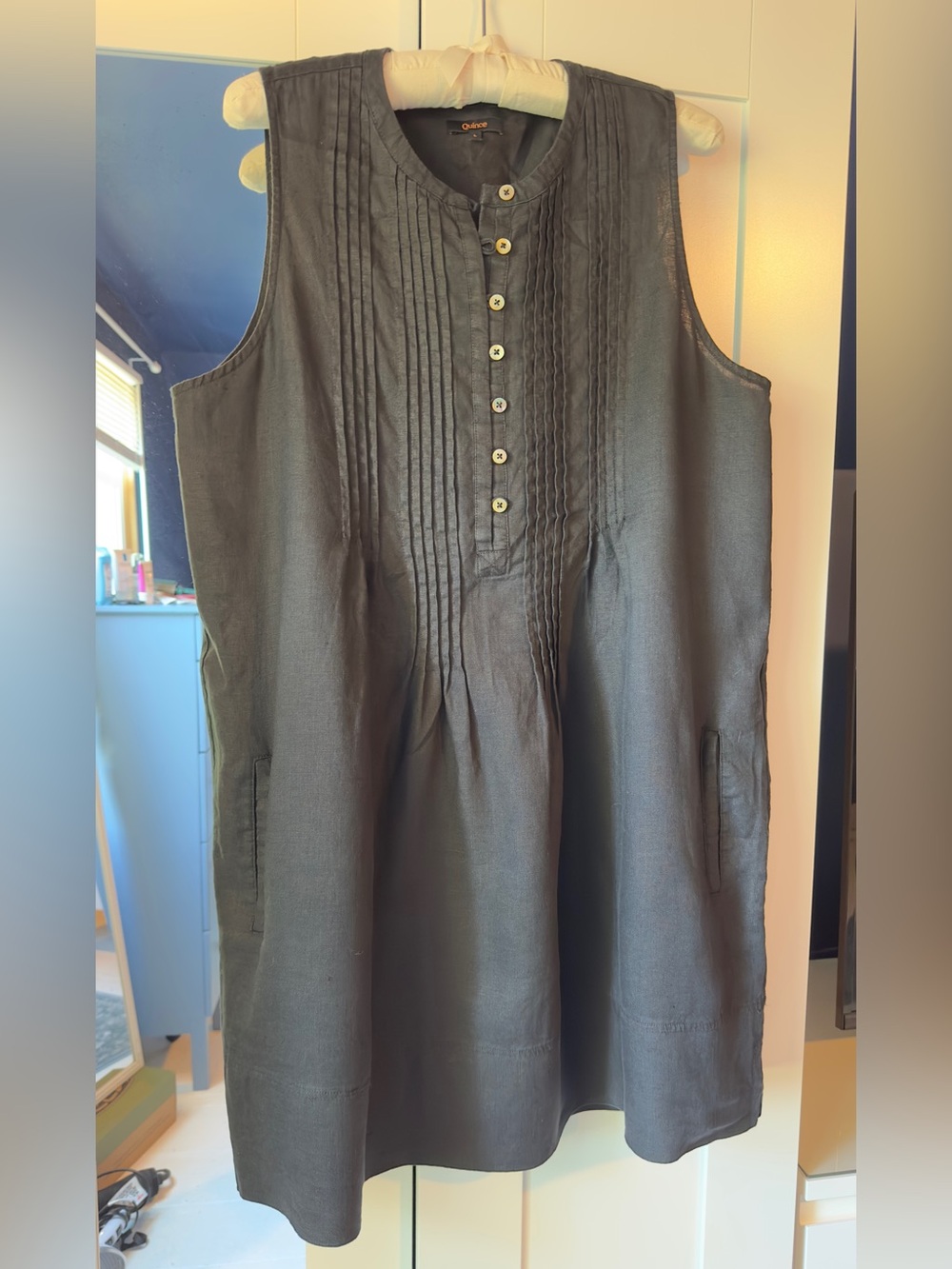 Quince Linen Sleeveless Swing Dress Size L